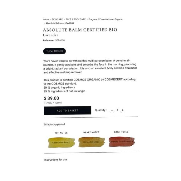 Fragonard Baume Absolu Hand Cream - Picture 3 of 3